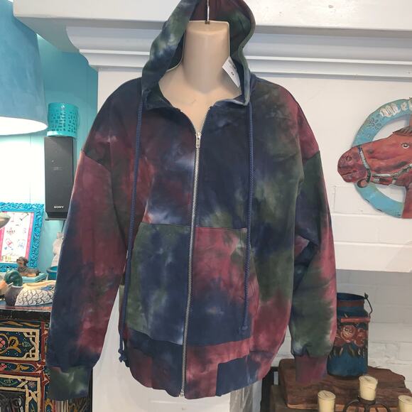 NWOT MUTED COLORS TIE DYE HOODIE COTTON/SPANDEX UNISEX MEN'S M - Picture 1 of 10